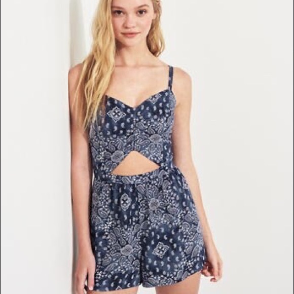 hollister blue romper